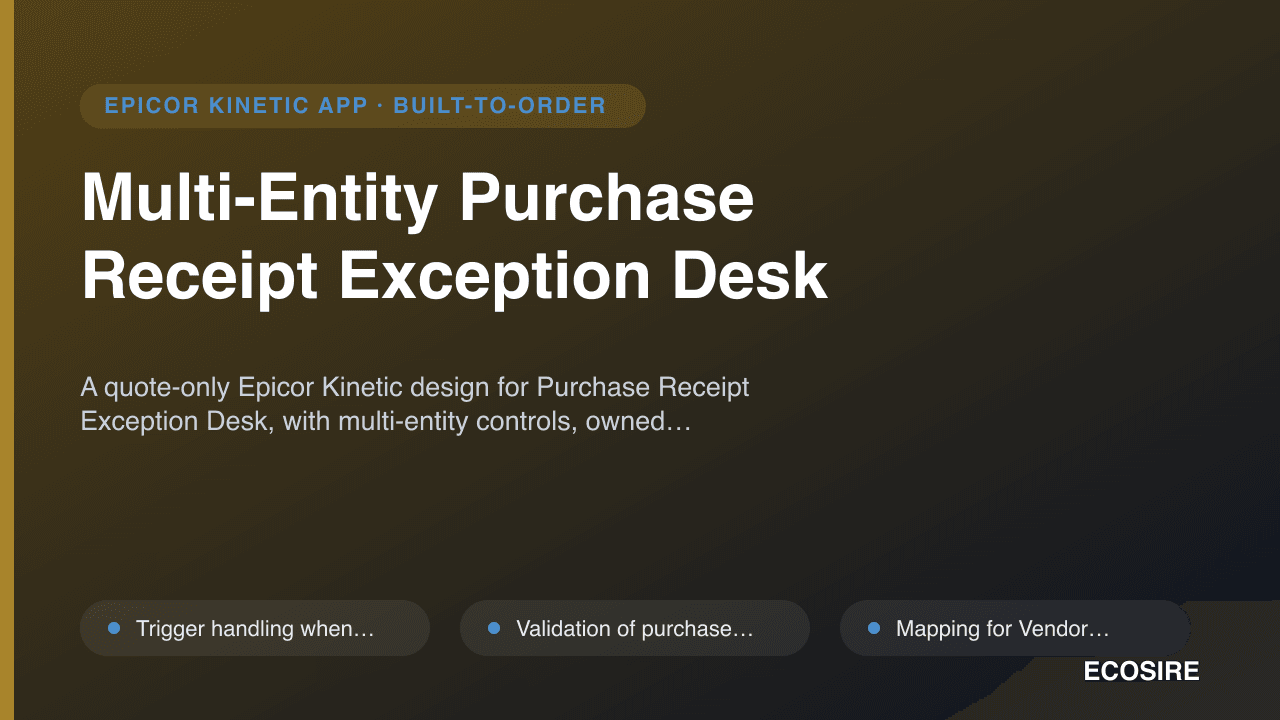 Multi-Entity Purchase Receipt Exception Desk