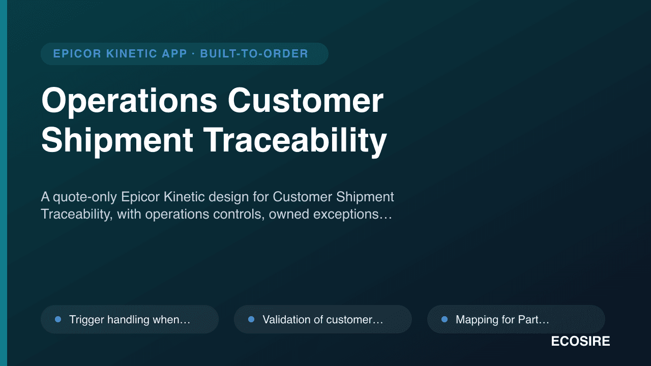Operations Customer Shipment Traceability