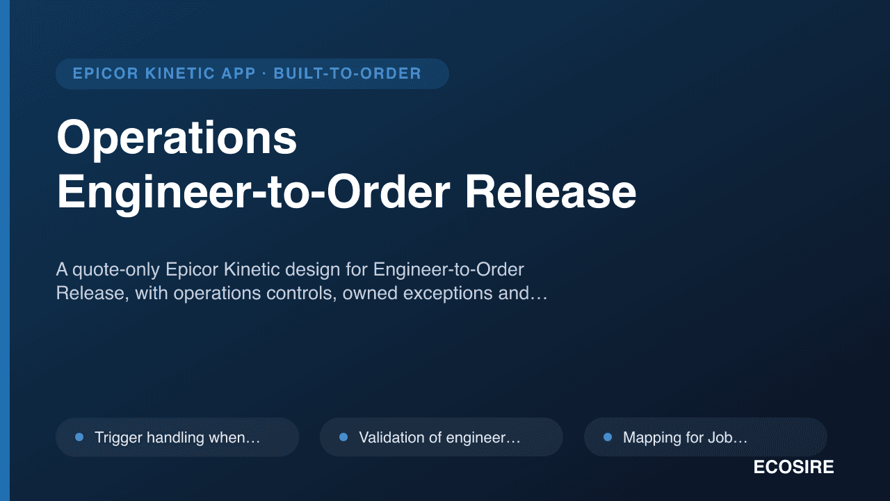 Operations Engineer-to-Order Release