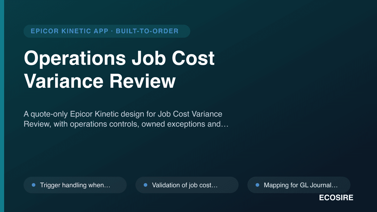 Operations Job Cost Variance Review