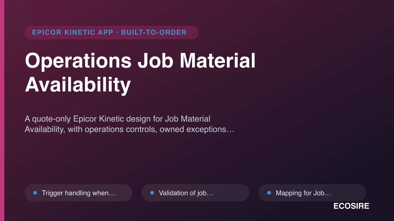 Operations Job Material Availability