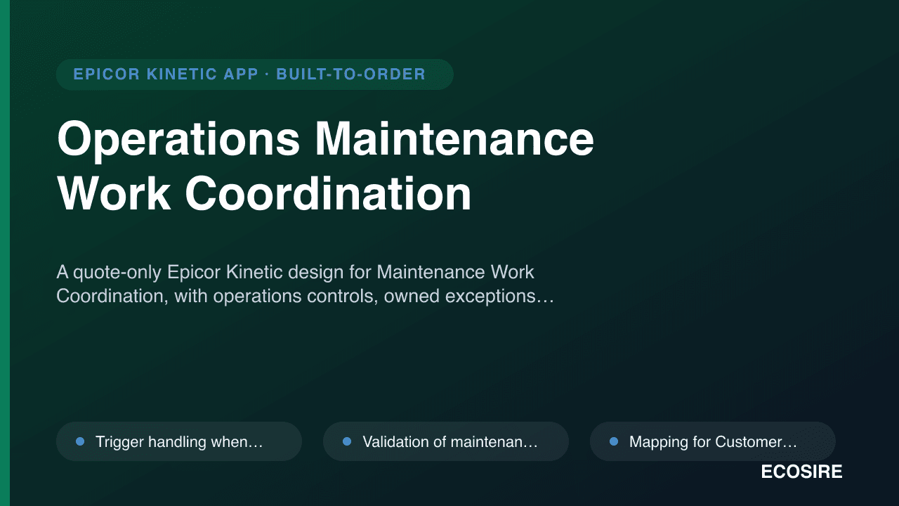 Operations Maintenance Work Coordination