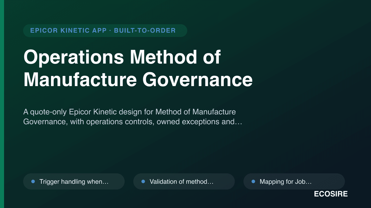 Operations Method of Manufacture Governance