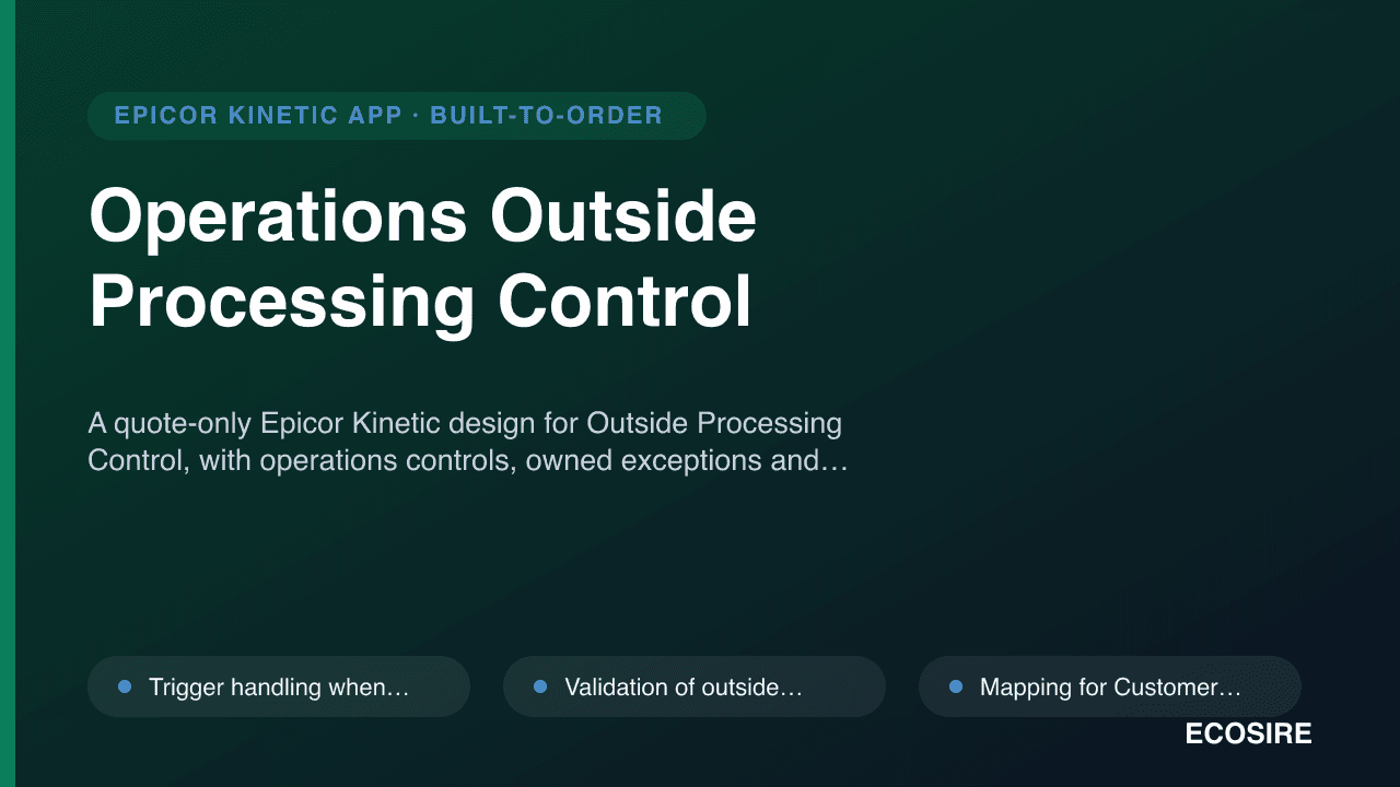 Operations Outside Processing Control