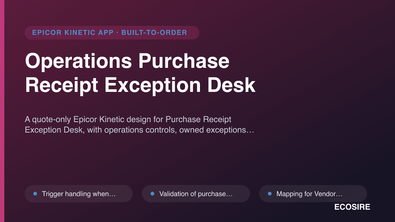 Operations Purchase Receipt Exception Desk