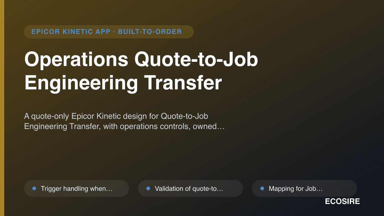 Operations Quote-to-Job Engineering Transfer