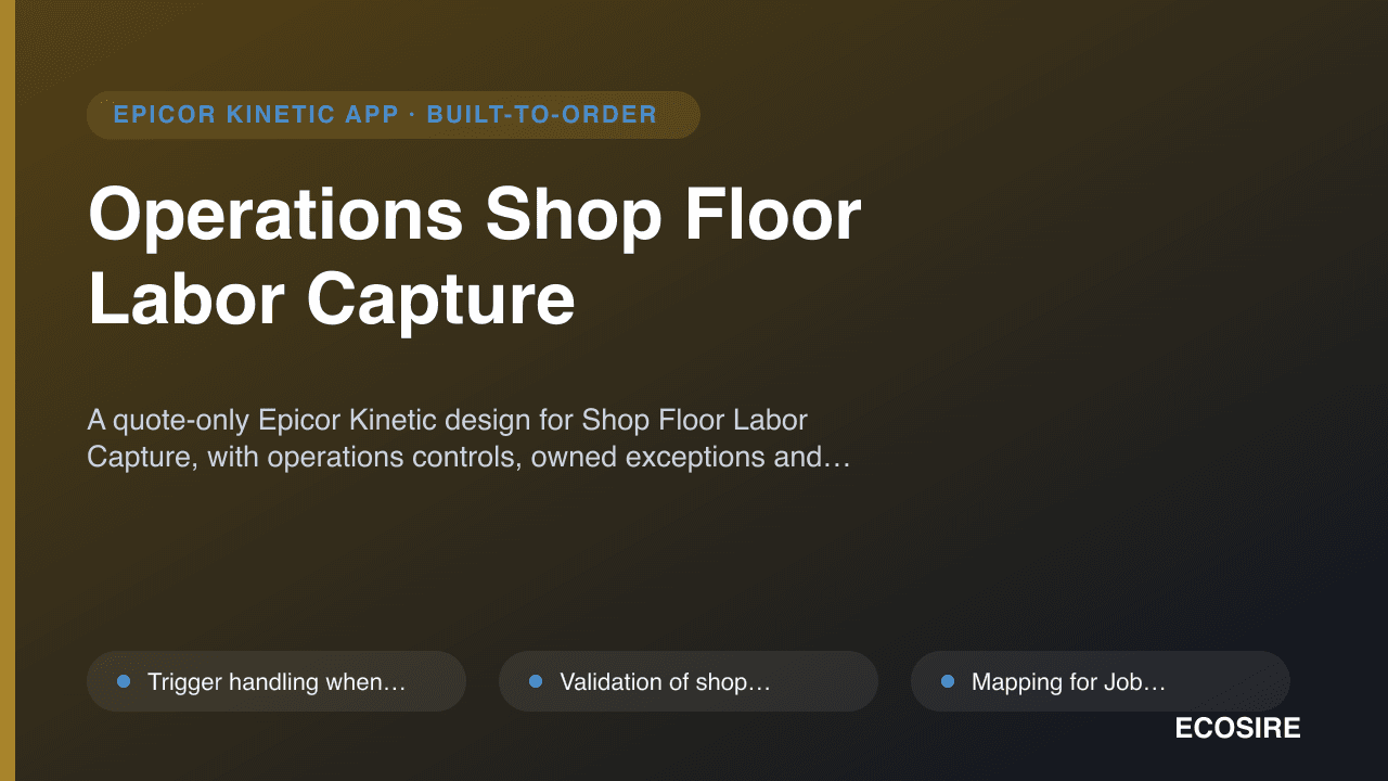 Operations Shop Floor Labor Capture