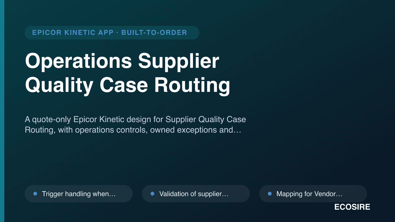 Operations Supplier Quality Case Routing