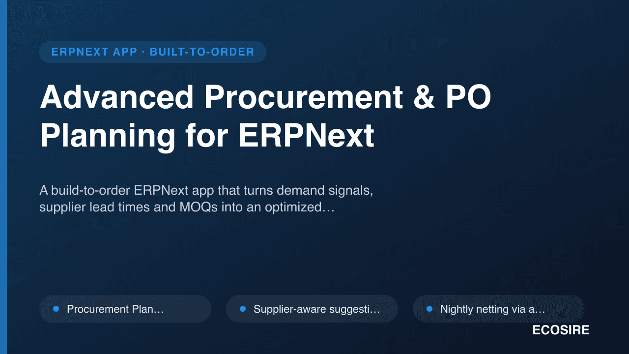 Advanced Procurement & PO Planning for ERPNext
