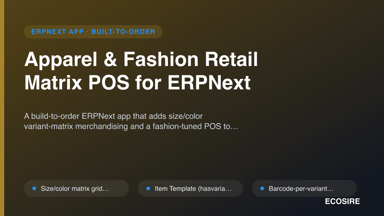 Apparel & Fashion Retail Matrix POS for ERPNext