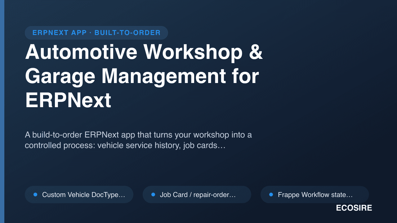 Automotive Workshop & Garage Management for ERPNext