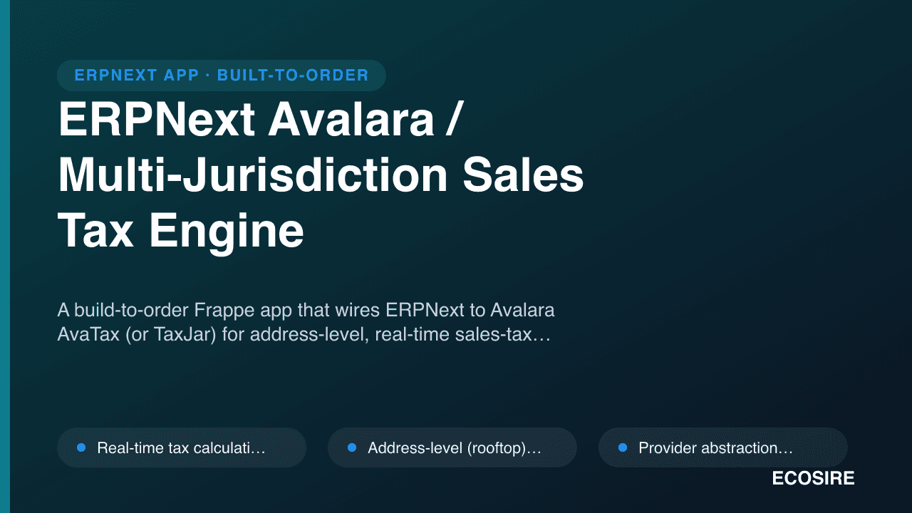 ERPNext Avalara / Multi-Jurisdiction Sales Tax Engine