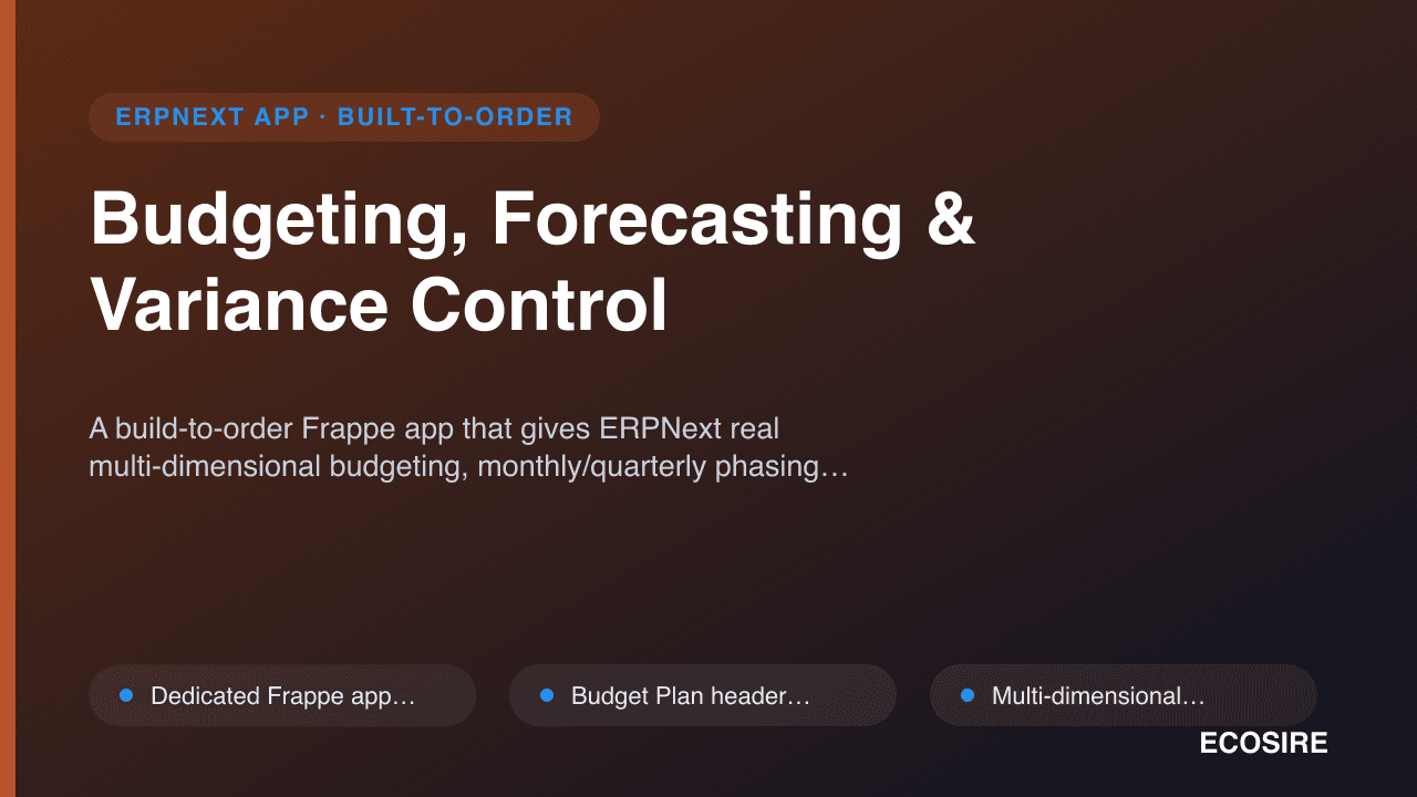 Budgeting, Forecasting & Variance Control