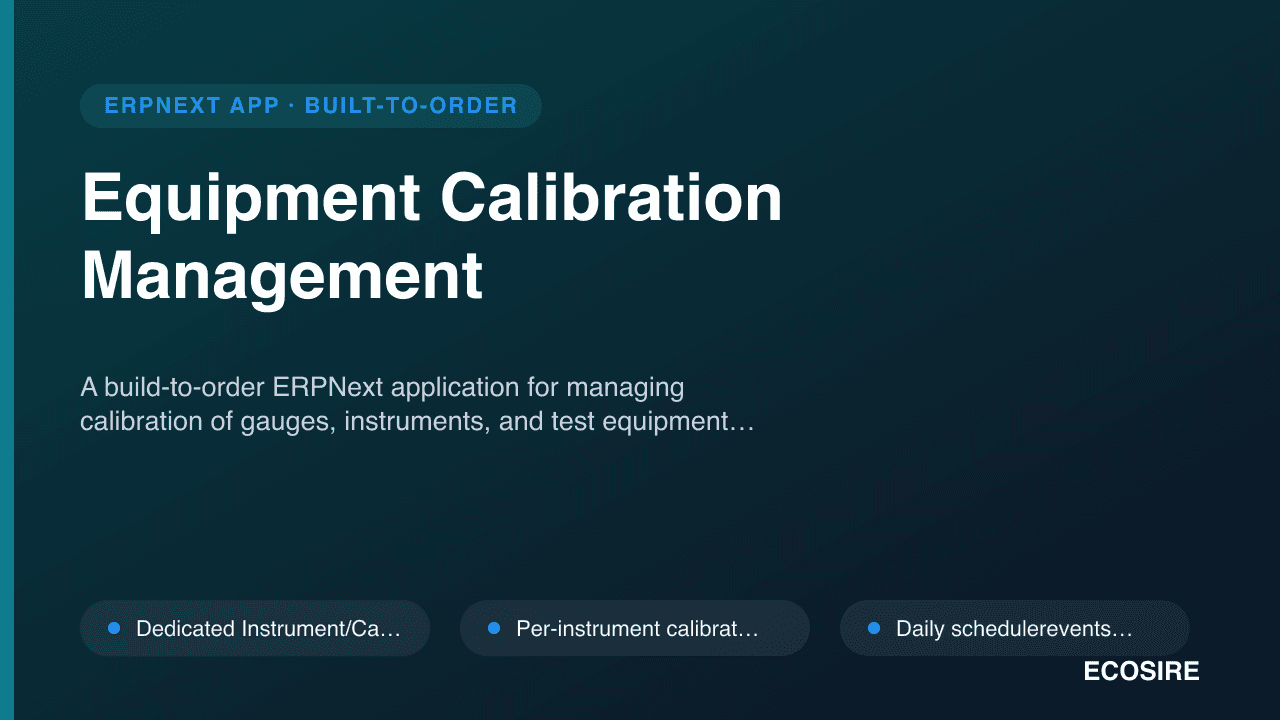 Equipment Calibration Management