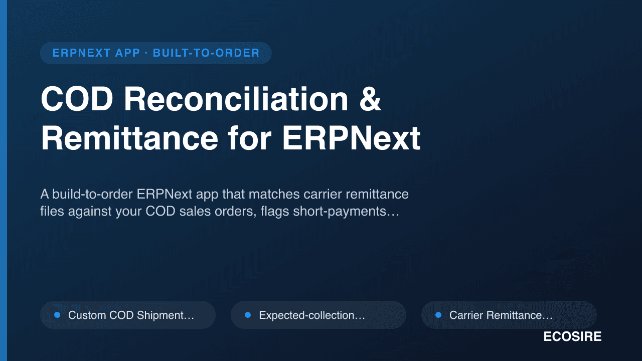 COD Reconciliation & Remittance for ERPNext