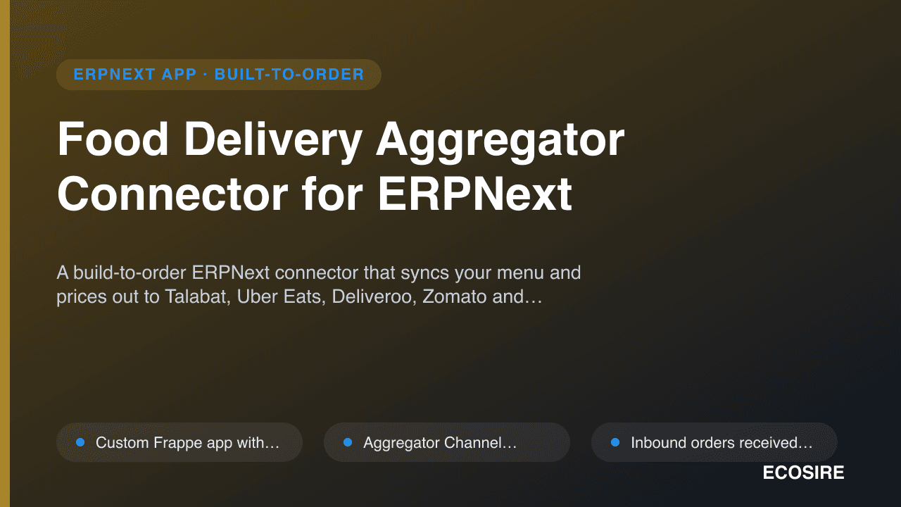 Food Delivery Aggregator Connector for ERPNext