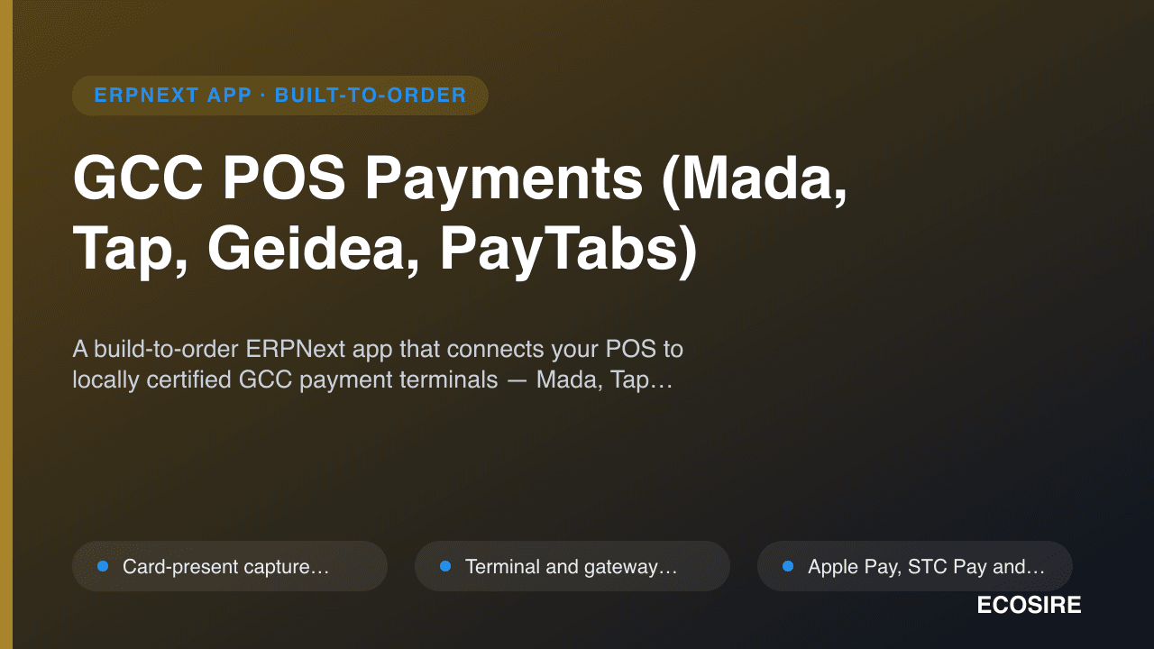 GCC POS Payments (Mada, Tap, Geidea, PayTabs)