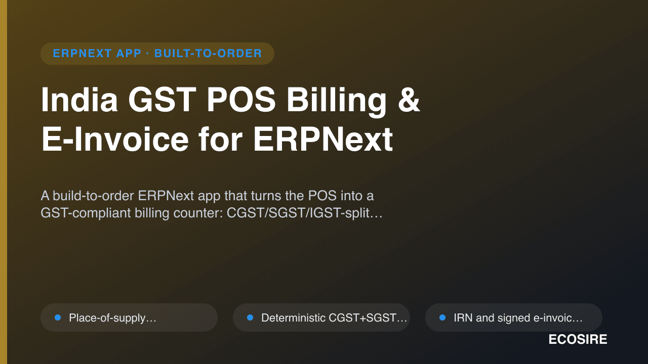 India GST POS Billing & E-Invoice for ERPNext