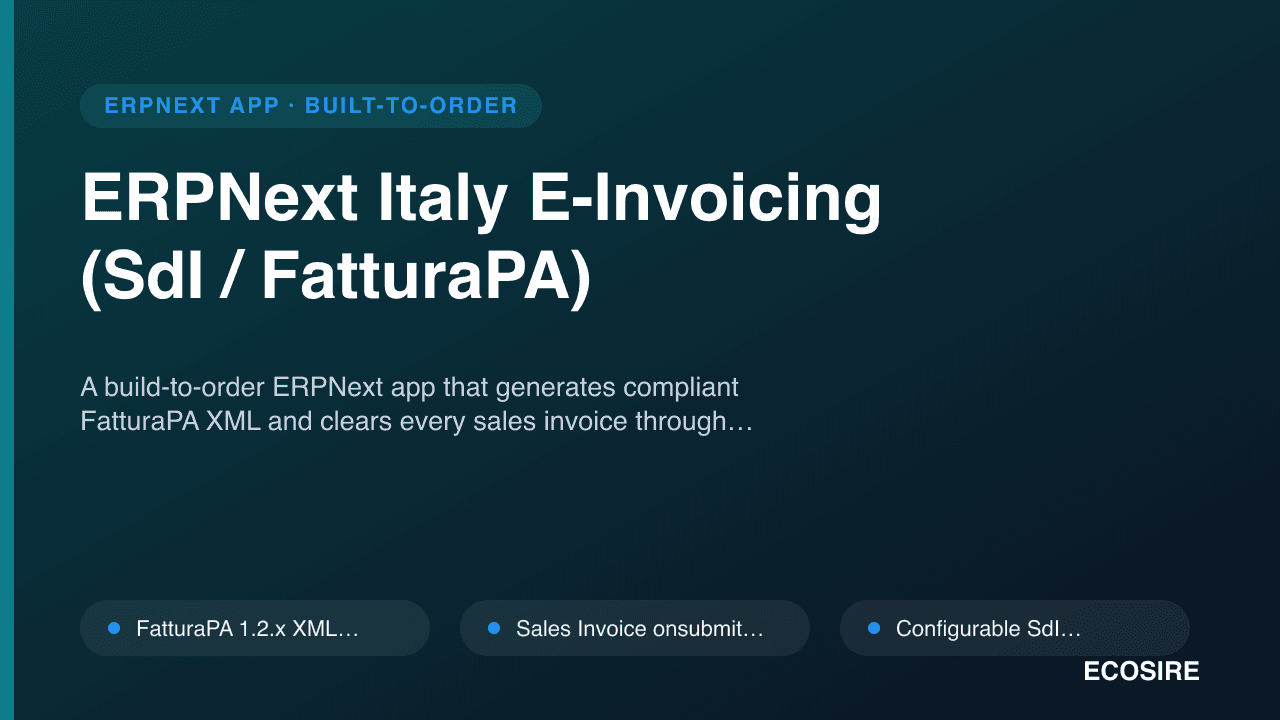 ERPNext Italy E-Invoicing (SdI / FatturaPA)