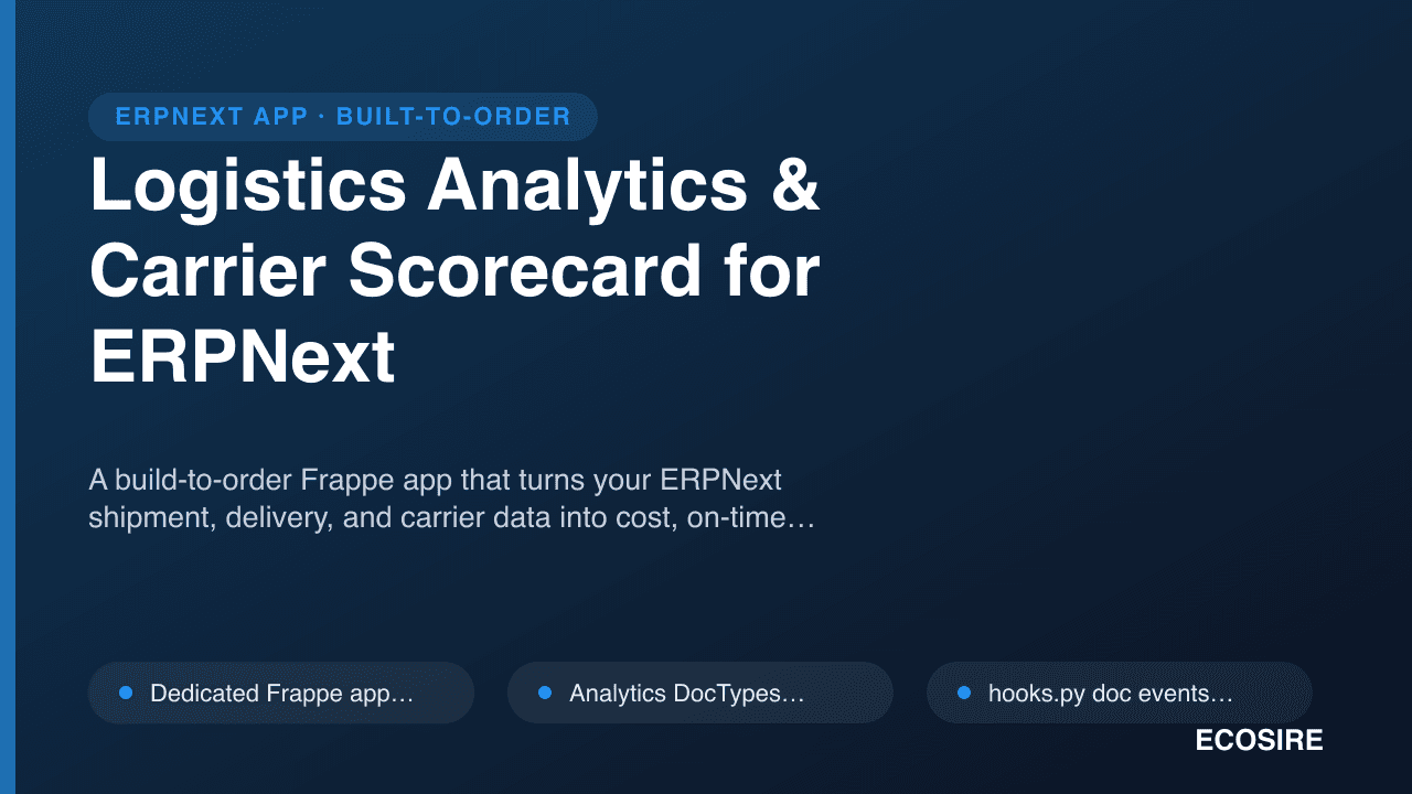 Logistics Analytics & Carrier Scorecard for ERPNext