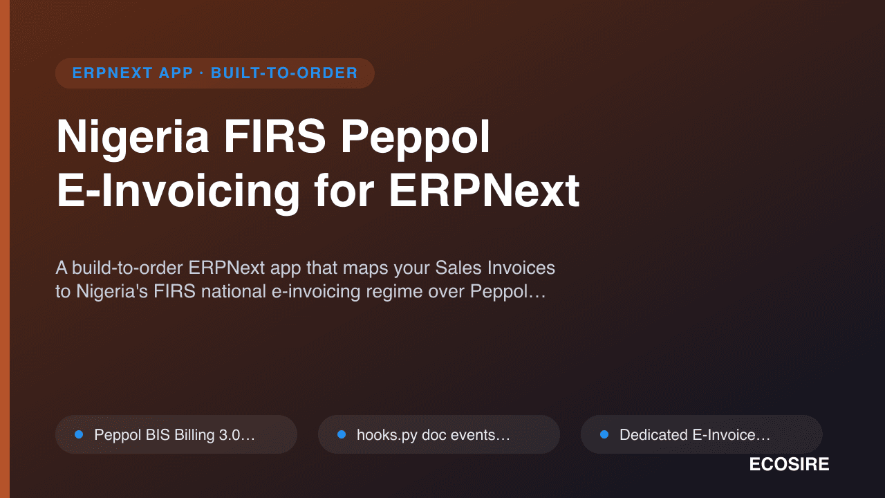 Nigeria FIRS Peppol E-Invoicing for ERPNext