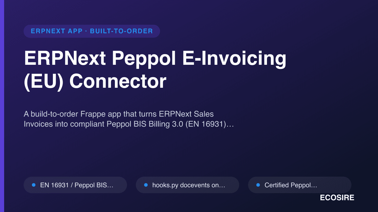 ERPNext Peppol E-Invoicing (EU) Connector