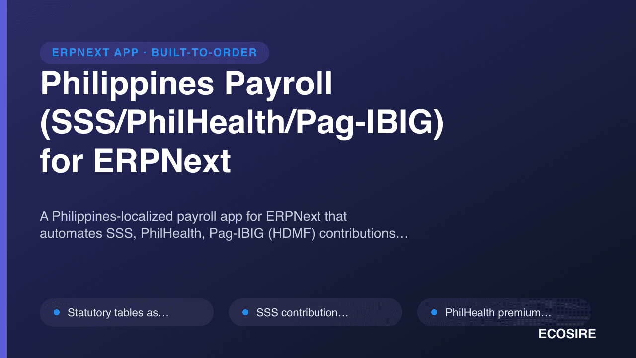 Philippines Payroll (SSS/PhilHealth/Pag-IBIG) for ERPNext