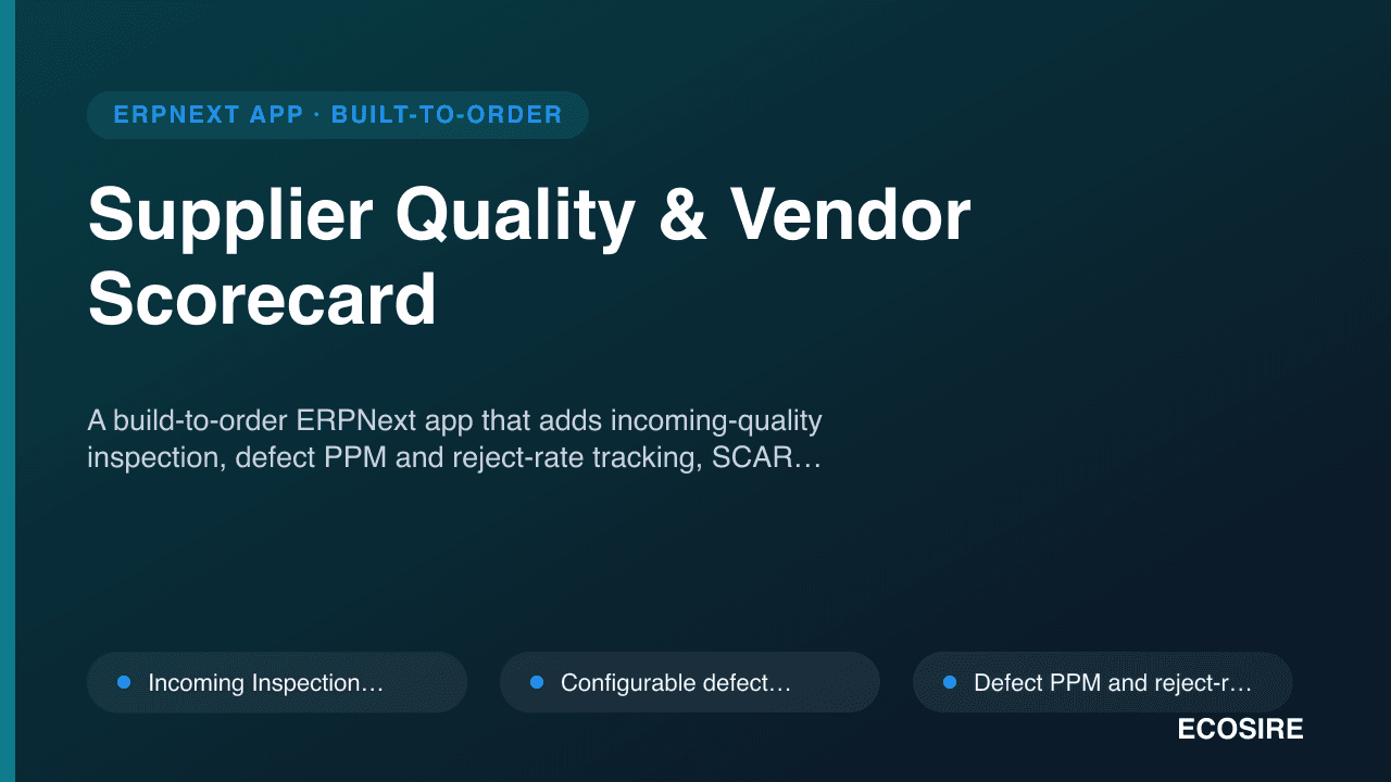 Supplier Quality & Vendor Scorecard