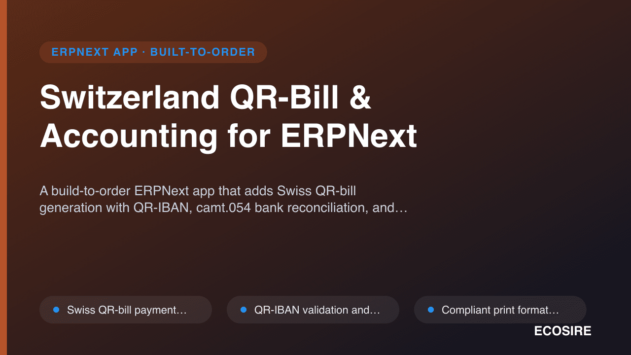 Switzerland QR-Bill & Accounting for ERPNext