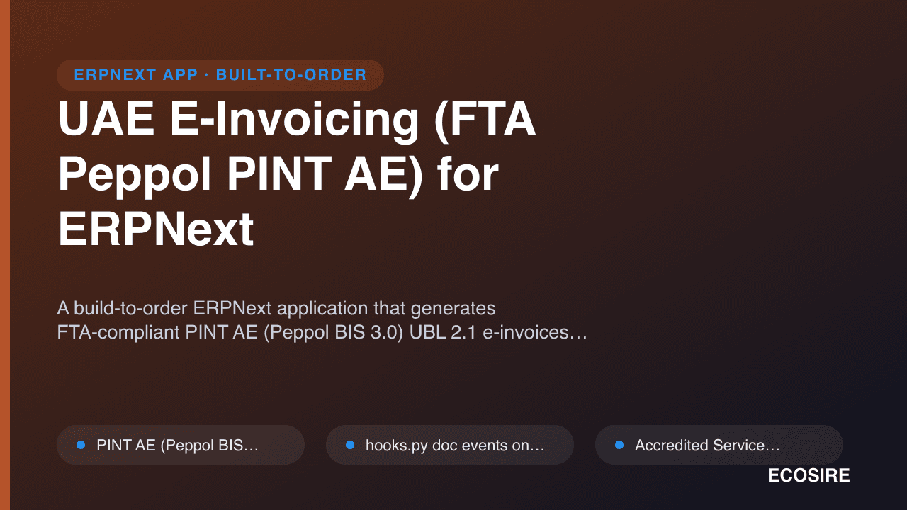 UAE E-Invoicing (FTA Peppol PINT AE) for ERPNext