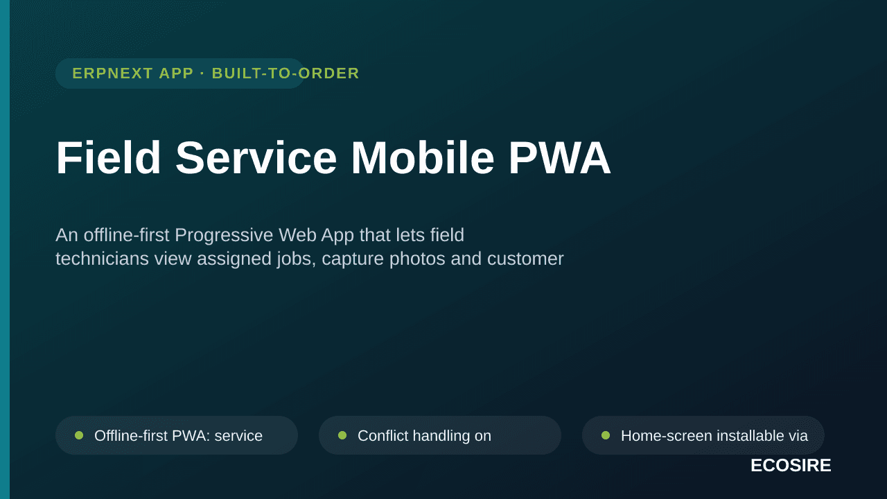 Field Service Mobile PWA — An offline-first Progressive Web App that lets field technicians view assigned jobs, capture photo — Image 1 of 3