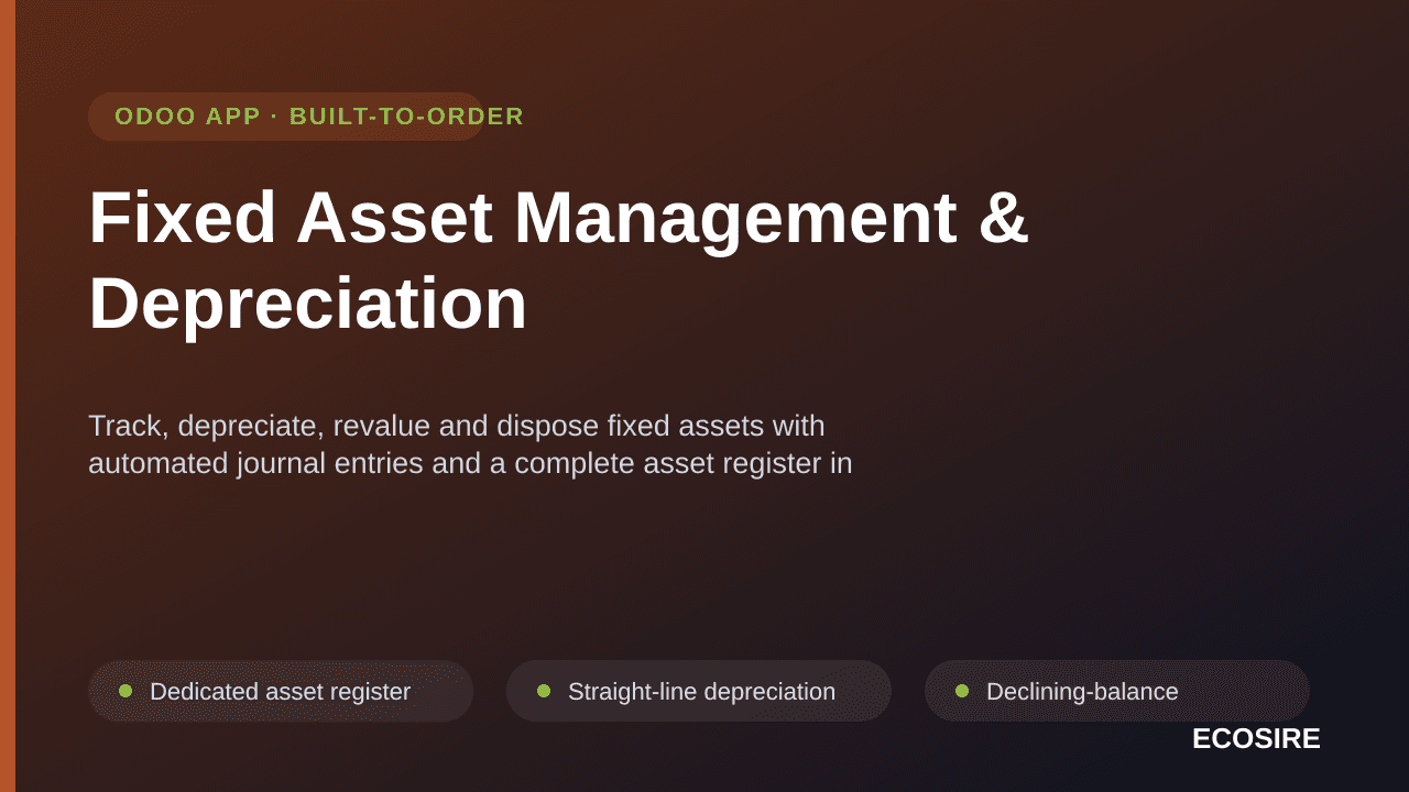 Fixed Asset Management & Depreciation — Track, depreciate, revalue and dispose fixed assets with automated journal entries an — Image 1 of 3