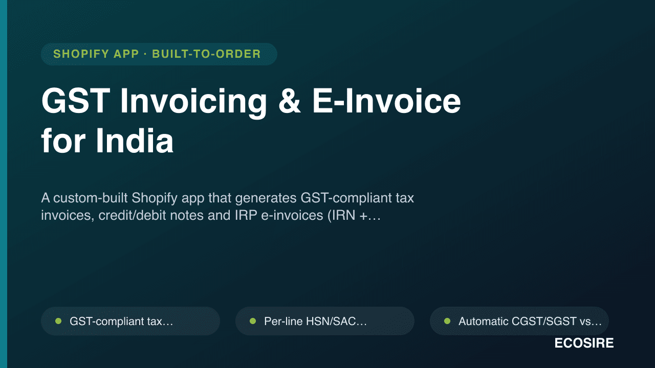 GST Invoicing & E-Invoice for India