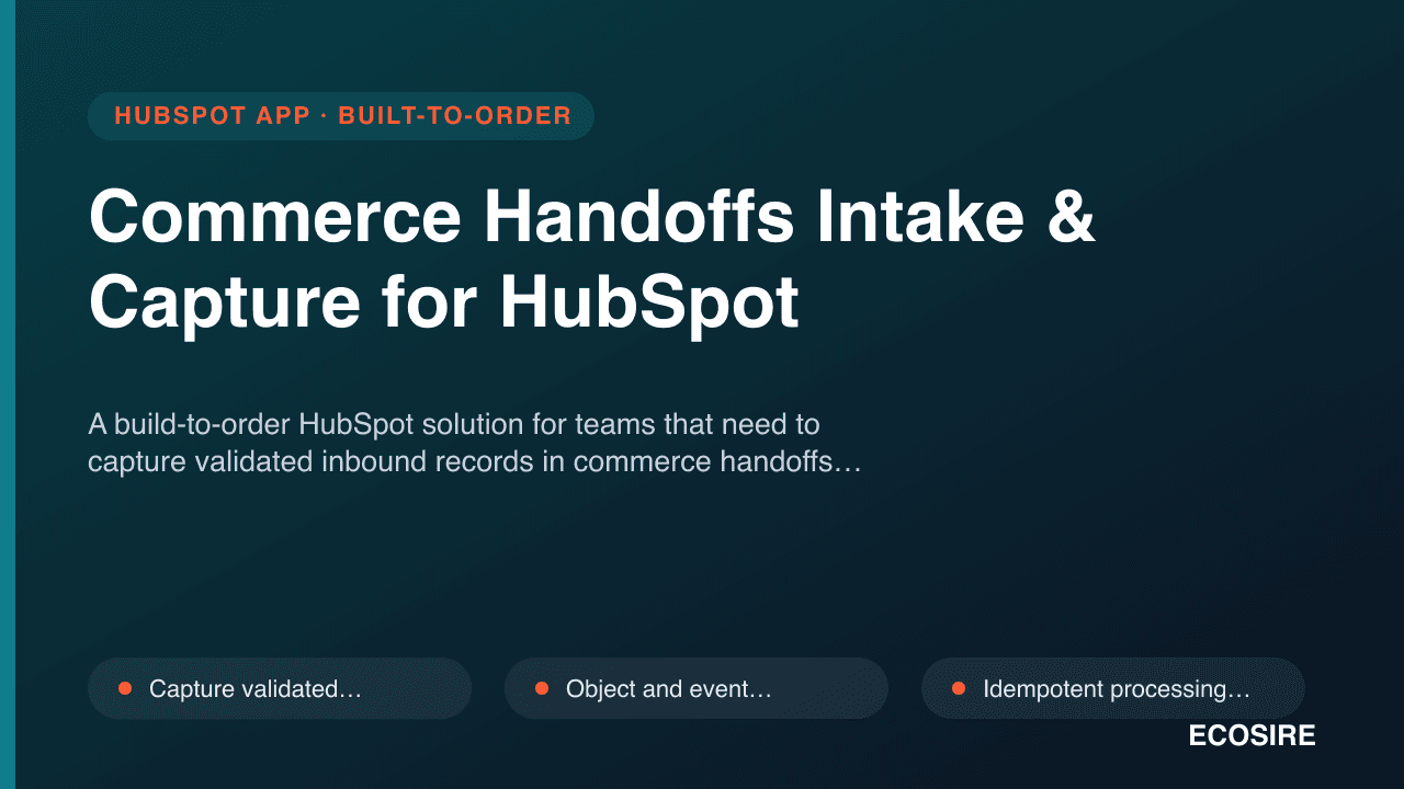 Commerce Handoffs Intake & Capture for HubSpot