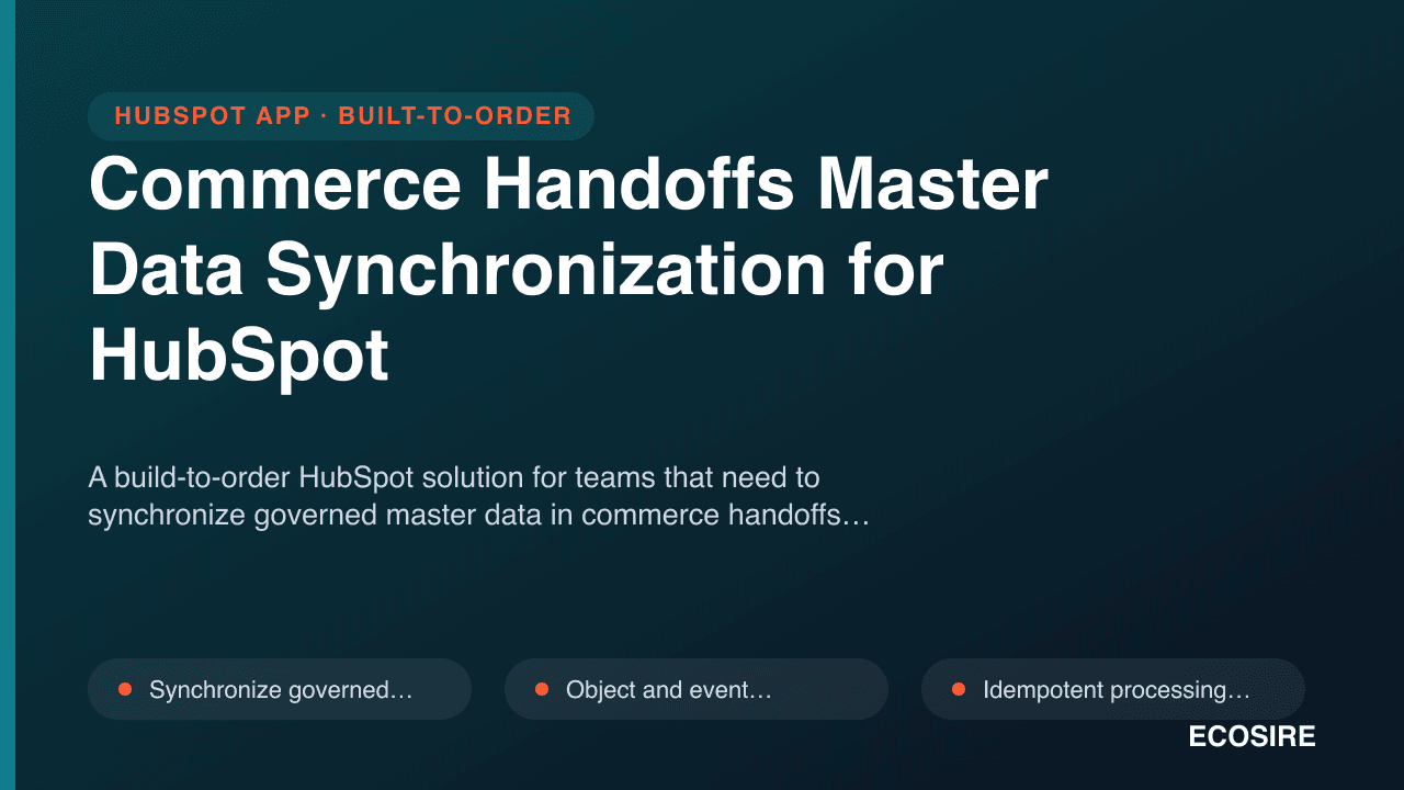 Commerce Handoffs Master Data Synchronization for HubSpot