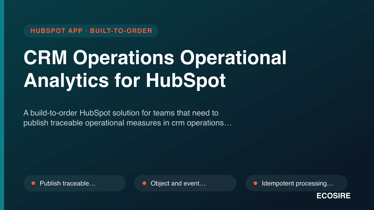 CRM Operations Operational Analytics for HubSpot