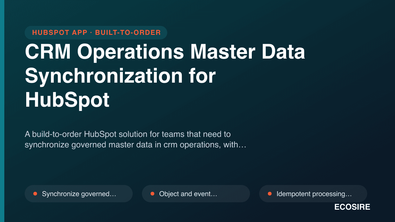 CRM Operations Master Data Synchronization for HubSpot