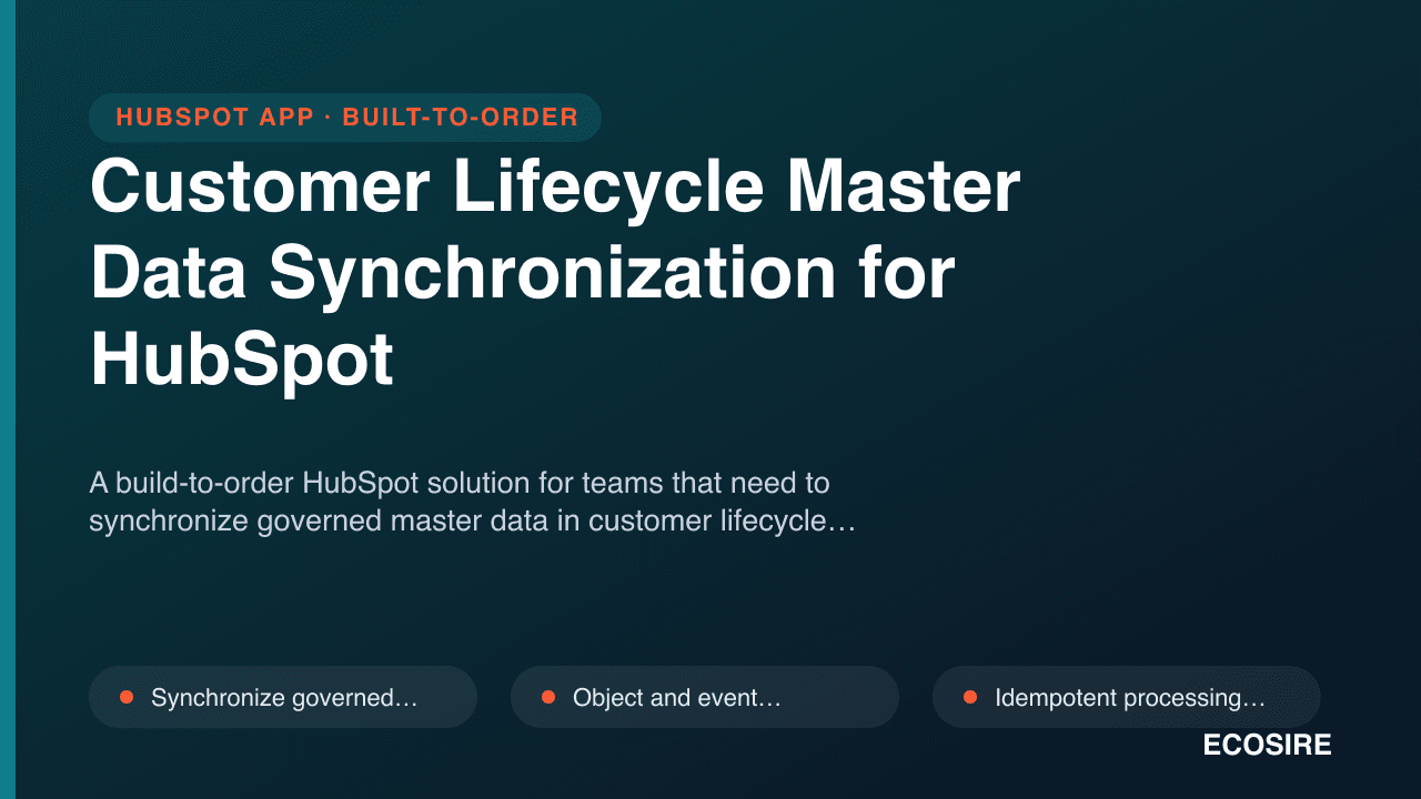 Customer Lifecycle Master Data Synchronization for HubSpot