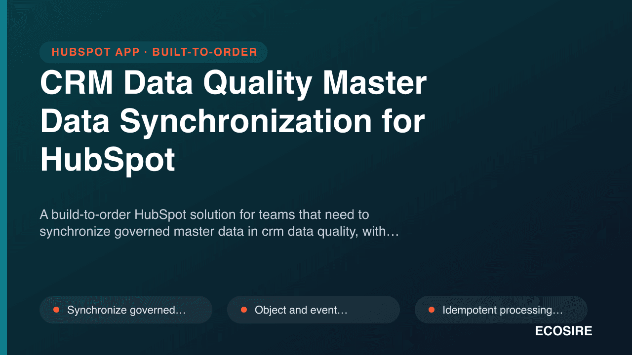 CRM Data Quality Master Data Synchronization for HubSpot