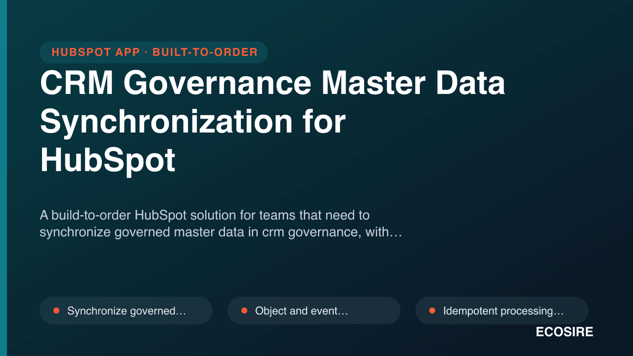 CRM Governance Master Data Synchronization for HubSpot