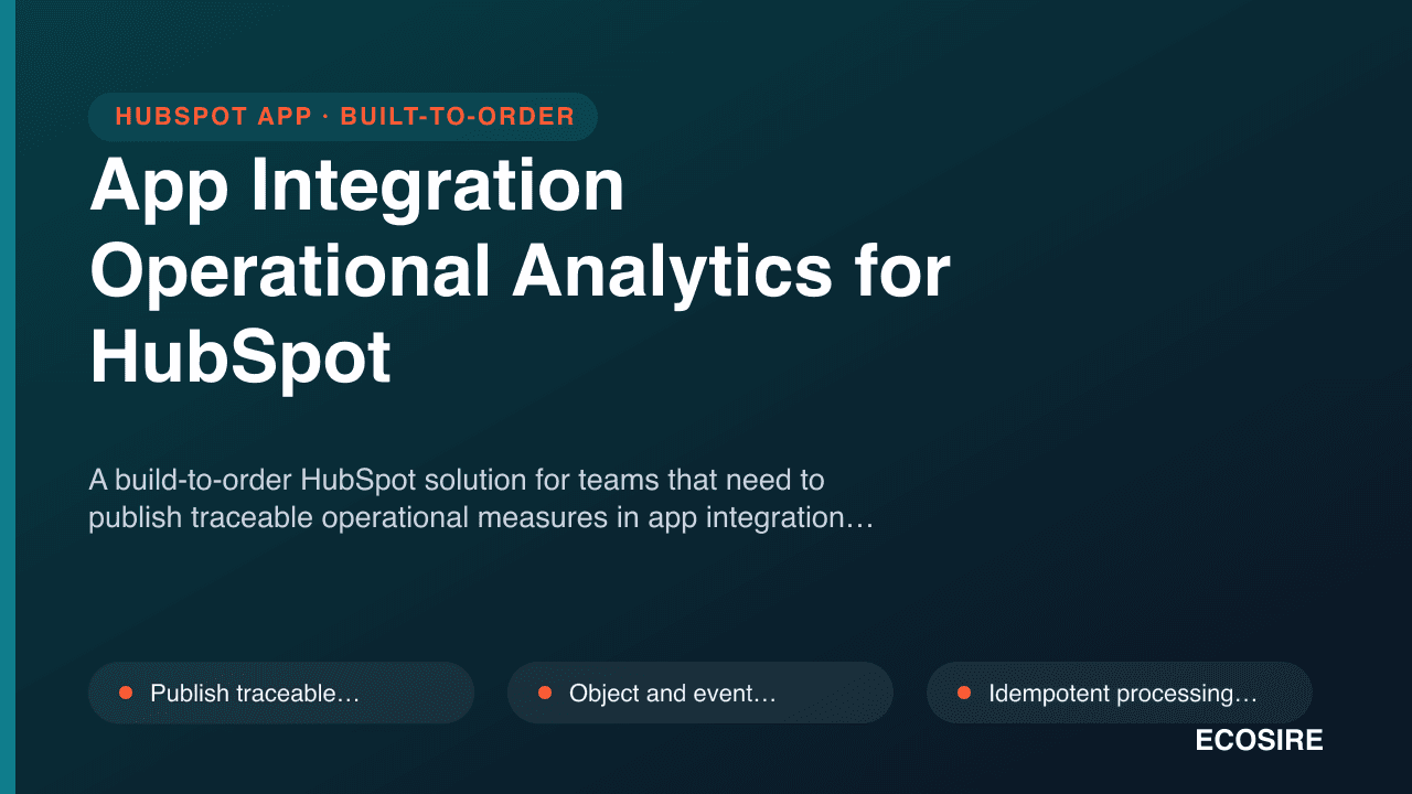 App Integration Operational Analytics for HubSpot