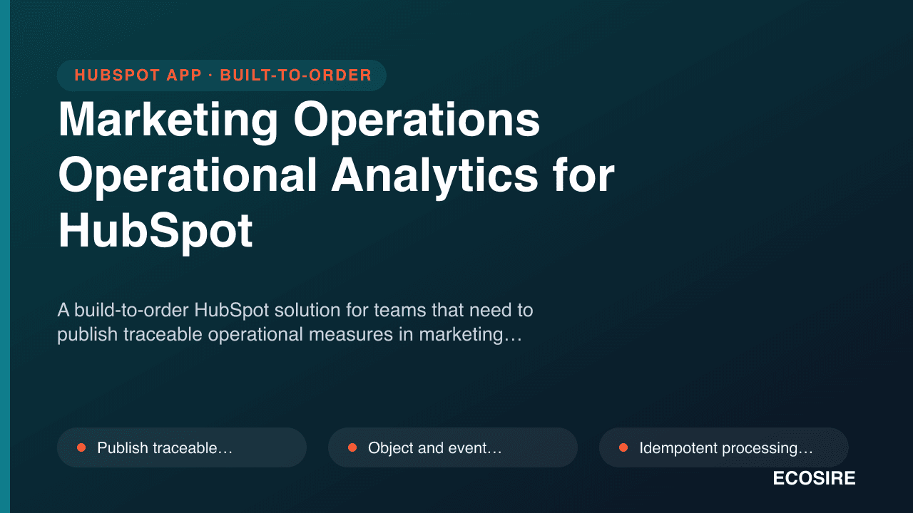 Marketing Operations Operational Analytics for HubSpot