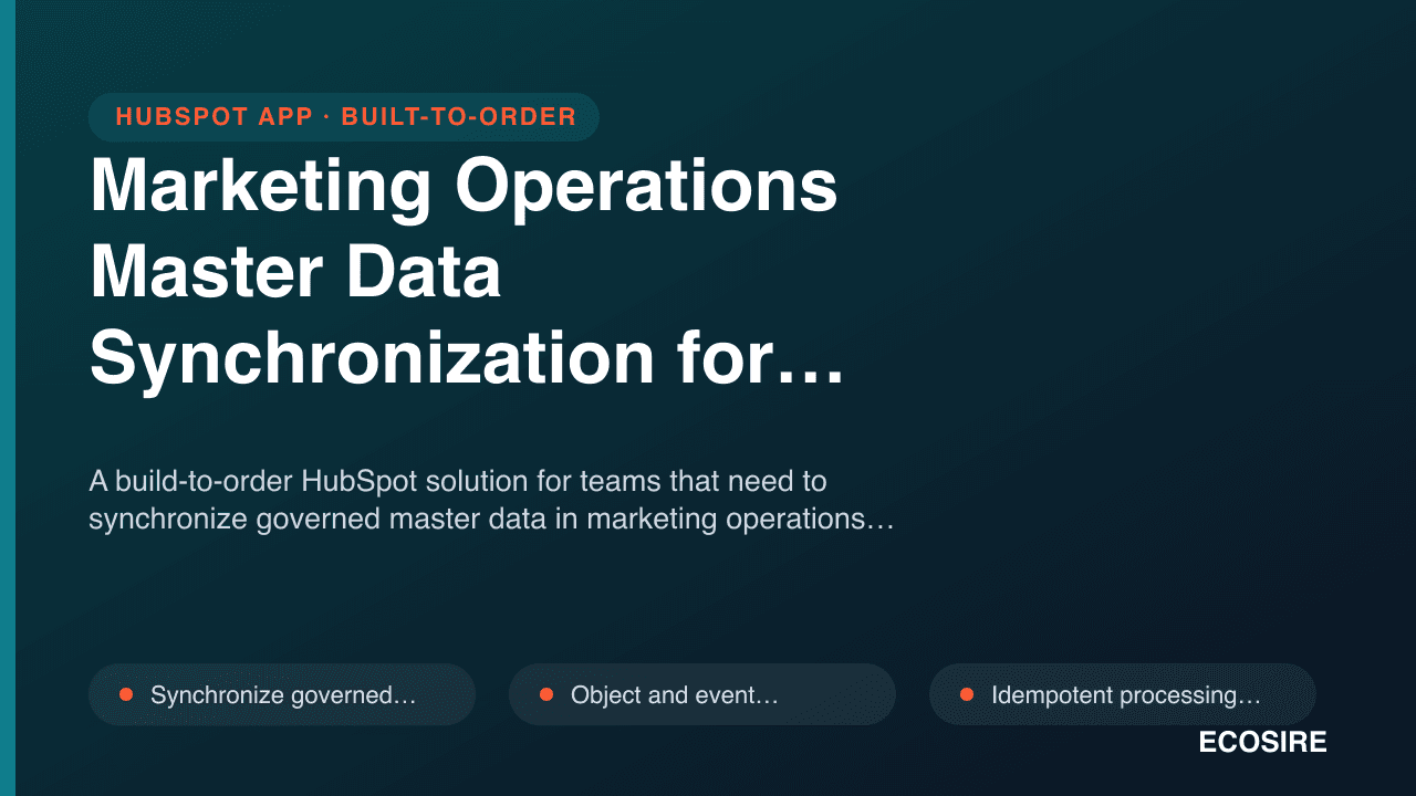 Marketing Operations Master Data Synchronization for HubSpot