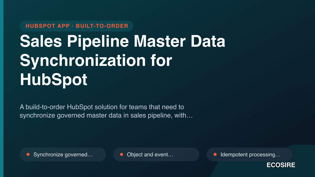 Sales Pipeline Master Data Synchronization for HubSpot