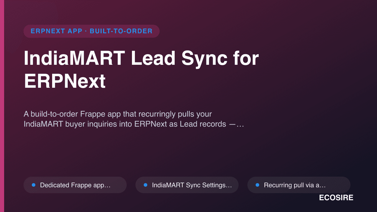 IndiaMART Lead Sync for ERPNext