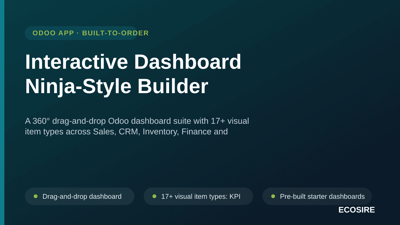 Interactive Dashboard Ninja-Style Builder — A 360° drag-and-drop Odoo dashboard suite with 17+ visual item types across Sales — Image 1 of 3