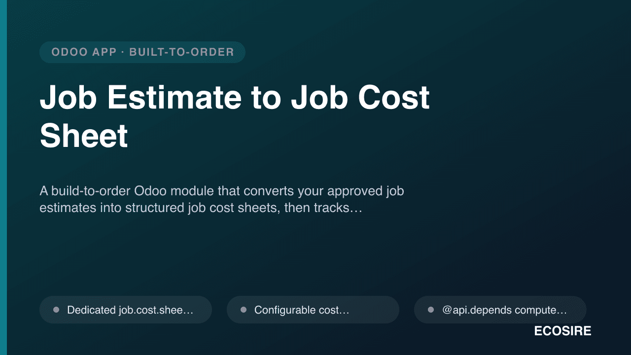 Job Estimate to Job Cost Sheet
