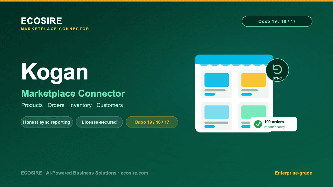 Kogan Store Management — Comprehensive Kogan Store Management for Odoo 19/18/17