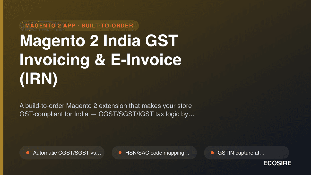 Magento 2 India GST Invoicing & E-Invoice (IRN)