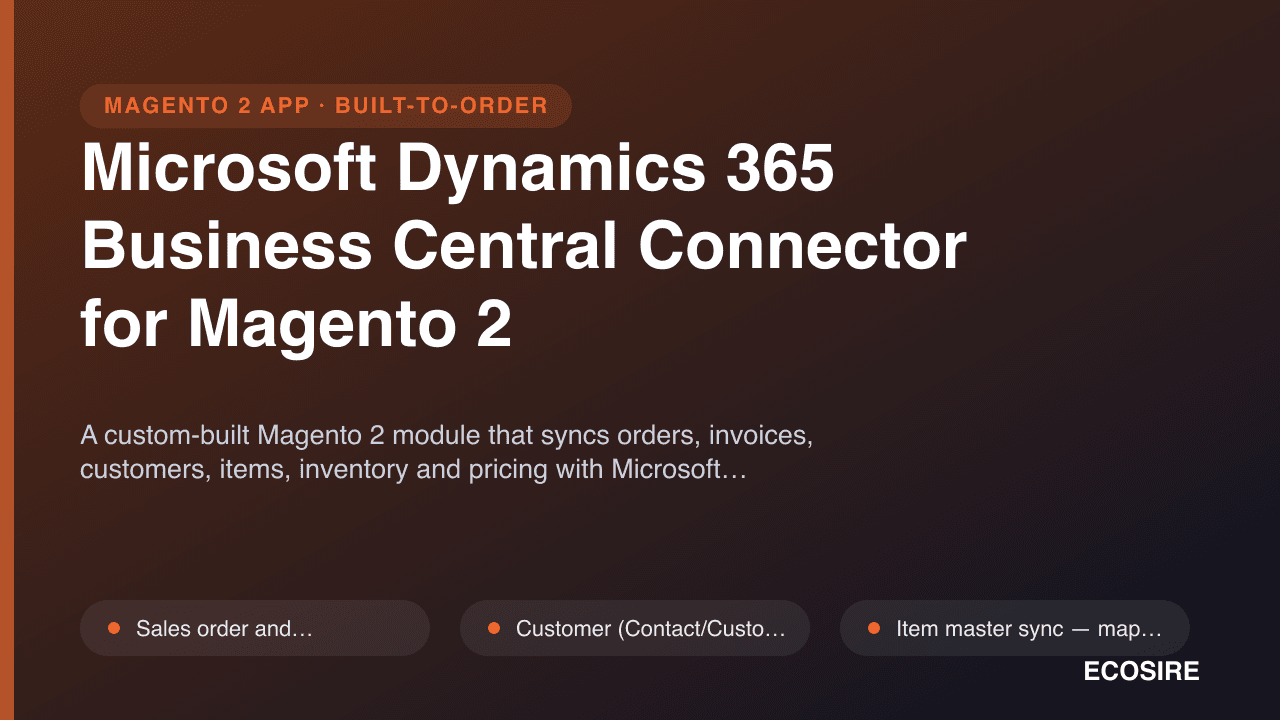 Microsoft Dynamics 365 Business Central Connector for Magento 2